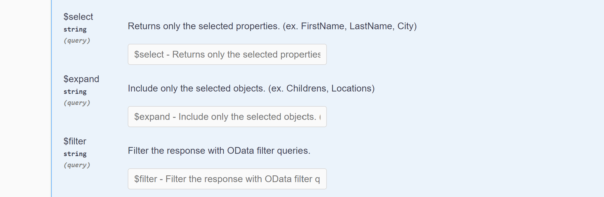 How to add OData parameters to your ASP.Net Core API